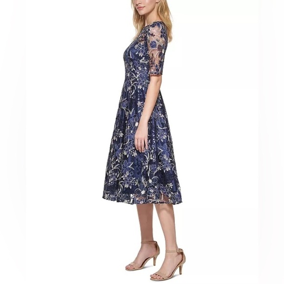 Eliza J Embroidered Sequin Midi Dress - Picture 3 of 7